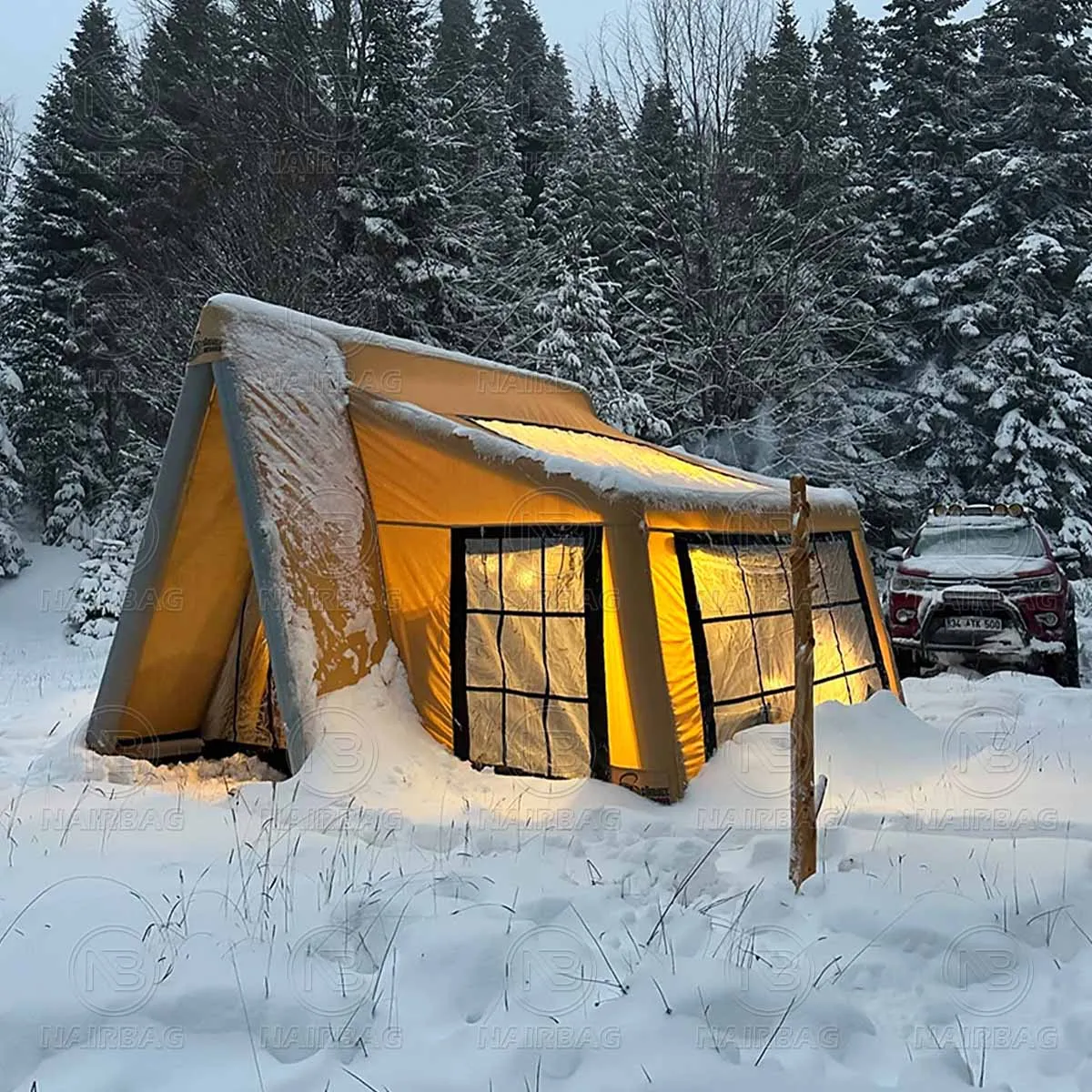4 مواسم خيمة قابلة للنفخ خيام التخييم في الهواء الطلق بين عشية وضحاها الخريف والشتاء في الهواء الطلق يندبروف ومضادة للمطر أنبوب خيمة الهواء