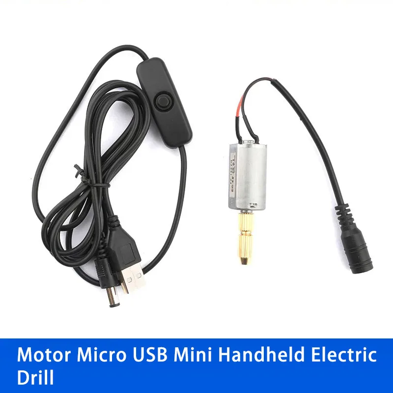 

Household Handheld Small Electric Drill 180 Motor Micro USB Mini precision 5v Electric Grinder Wenwan Drilling Kit