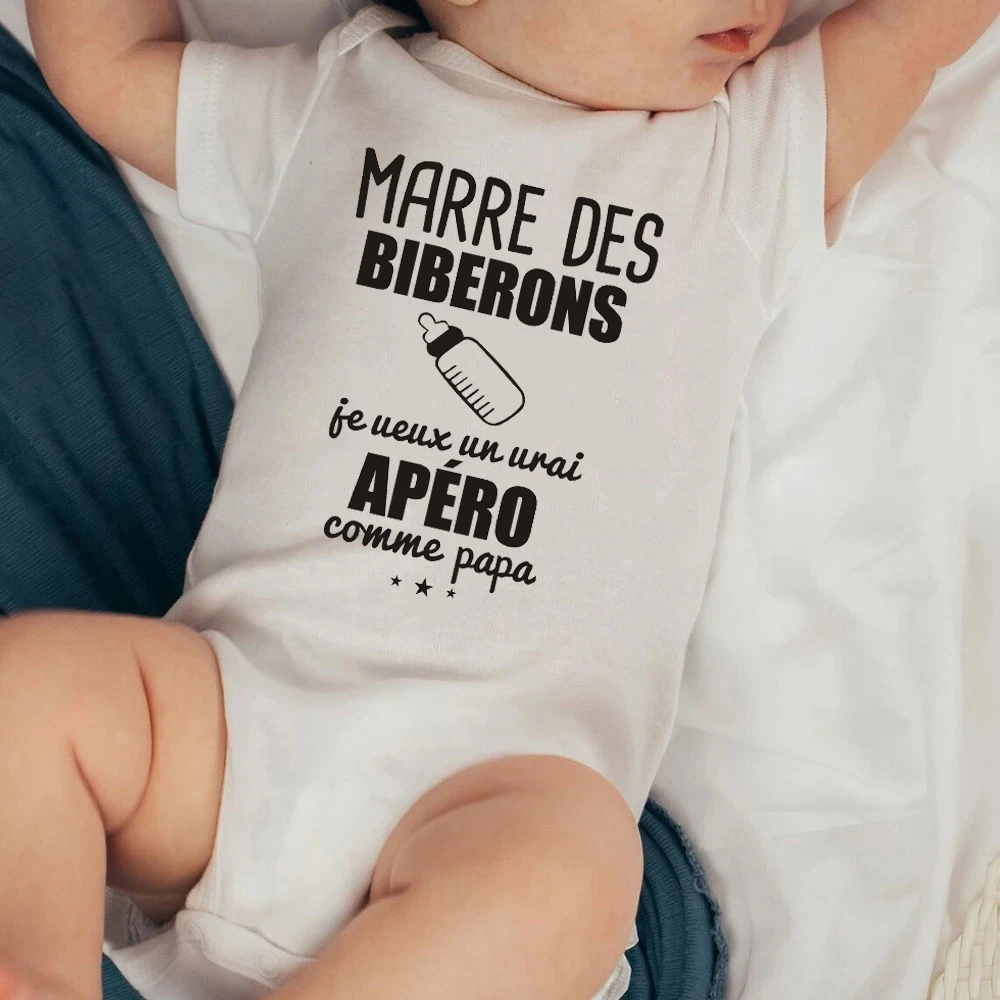 

I Want a Real Aperitif Like Daddy Funny Baby Bodysuits Infant Cotton Short Sleeve Rompers Newborn Body Baby Boys Girls Onesie