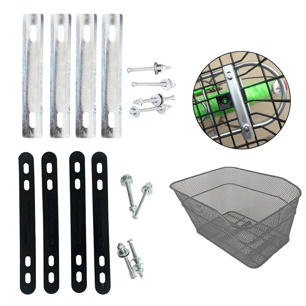 1 Set Stahl-Fahrradkorb-Montageadapter für E-Bike, Elektrofahrrad, Roller, Faltrad, Heckträgerhalter, Schwarz, Silber, 18 cm