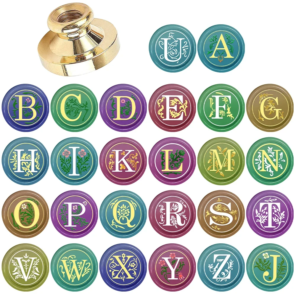 Medieval Initial Alphabet Sealing Wax Stamp Brass Head Wooden Handle for Thanksgiving Card Envelope Gift Wrap Wedding Invitation