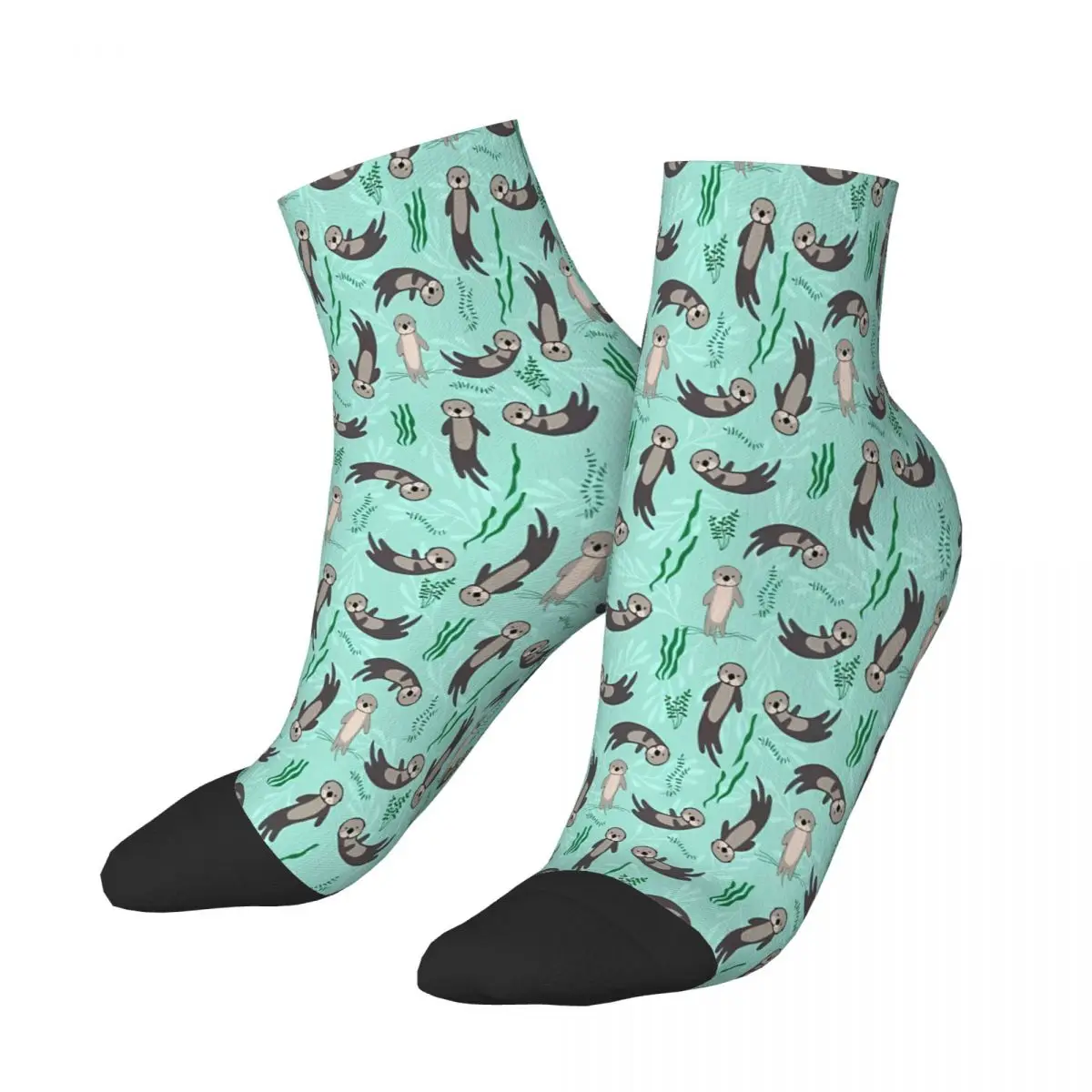 

Plants Green Seamless Sea Otter Otters Ankle Socks Male Mens Women Winter Stockings Polyester