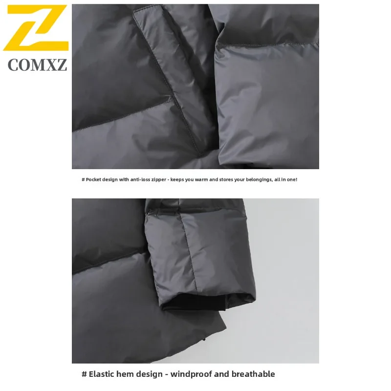 COMXZ Down Jacket Lightweight Thick Warm Solid Color Korean Skiing Puffer Jacket Travel Windproof Winter Jacket Men's Clothing