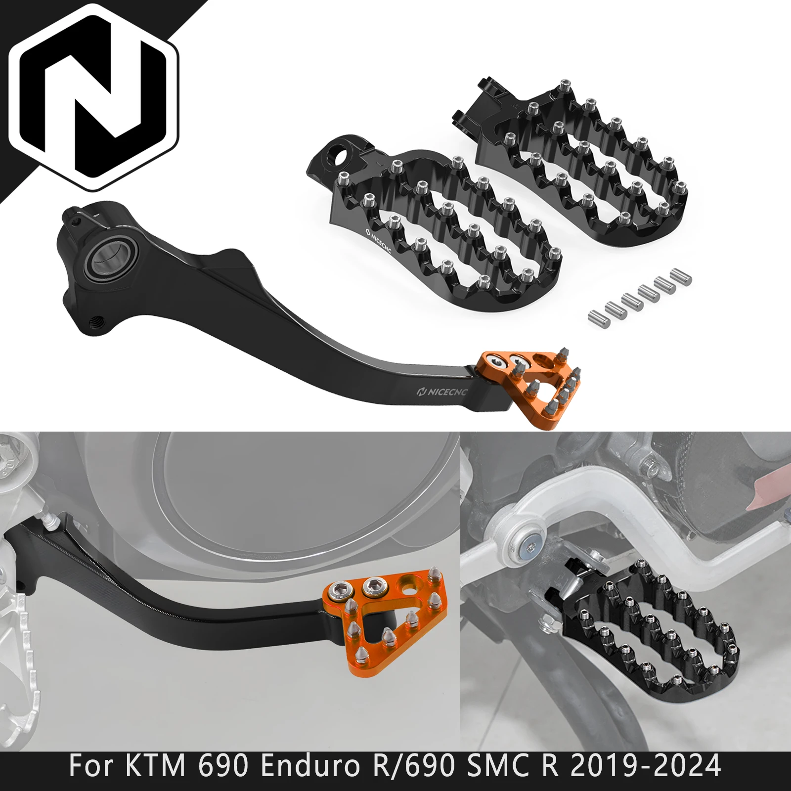 

For KTM 690 Enduro R 690 SMC R 2019-2024 NICECNC Foot Brake Pedal Lever Footpegs Set For Husqvarna 701 Enduro /Supermoto 20-2024