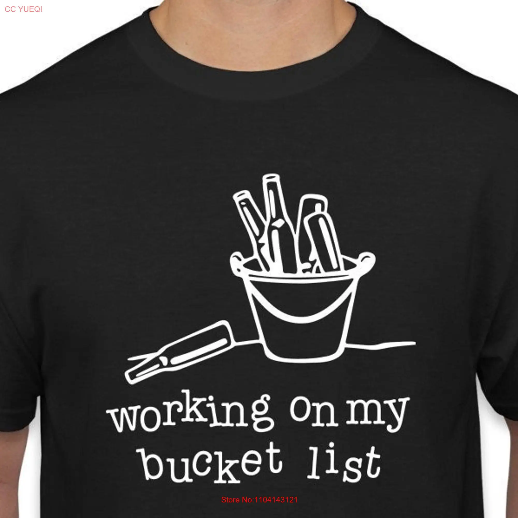 Working On My Bucket List Drinking Men's T Shirt Adult Humor Alcoholic Beer Lover  long or short sleeves