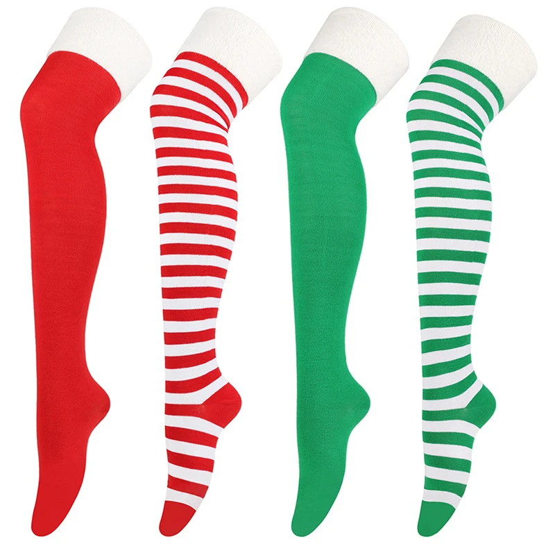 70cm Striped Over Knee High Socks Women High Stocking Multi-color Casual Warm Soks Sexy Slim Long Soks Christmas Striped Hosiery