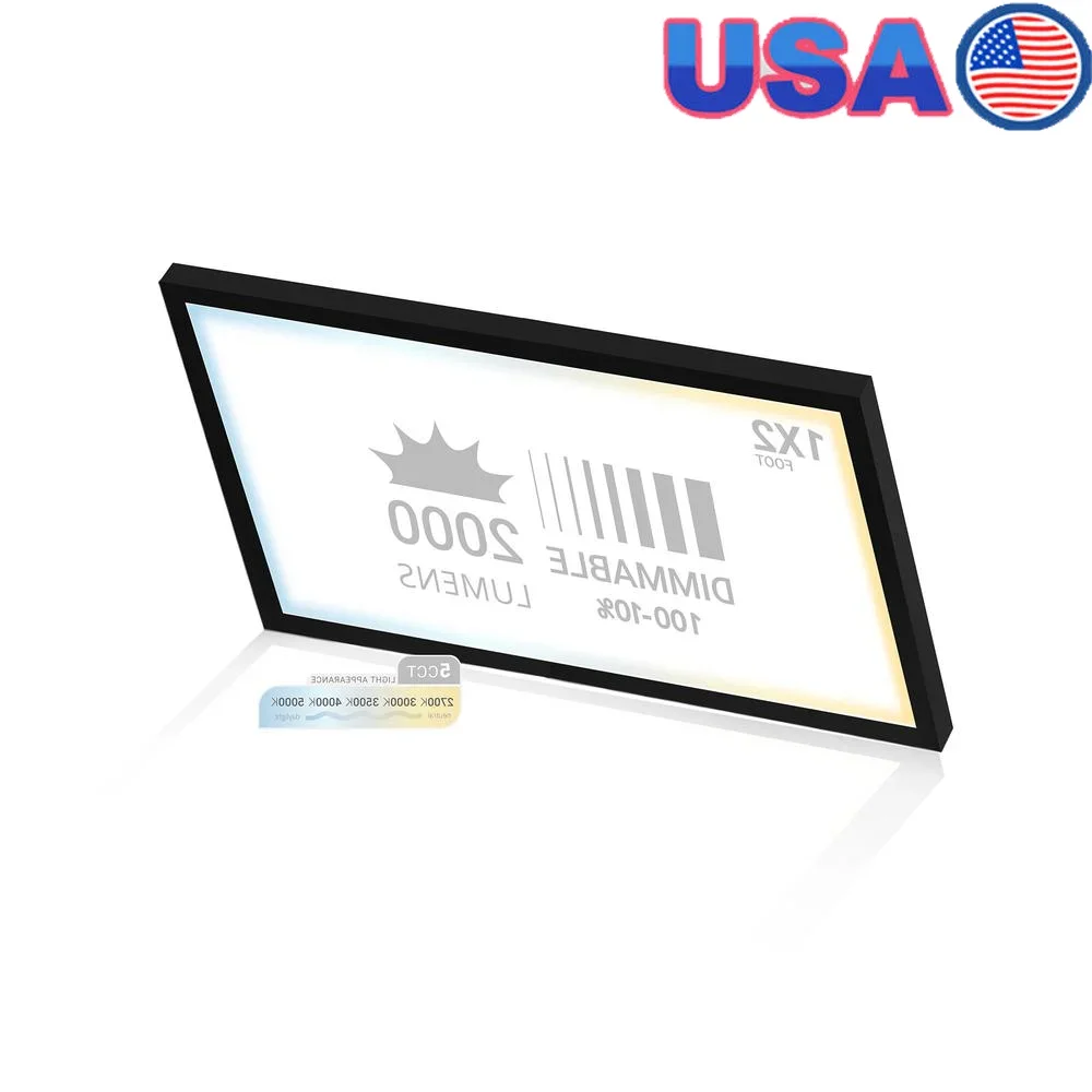 Lampu Panel LED 2x1 FT Dapat Diredupkan 5CCT 2700K 3000K 3500K 4000K 5000K 2000LM Penerangan Tepi Pemasangan Permukaan CRI90 Energy Star