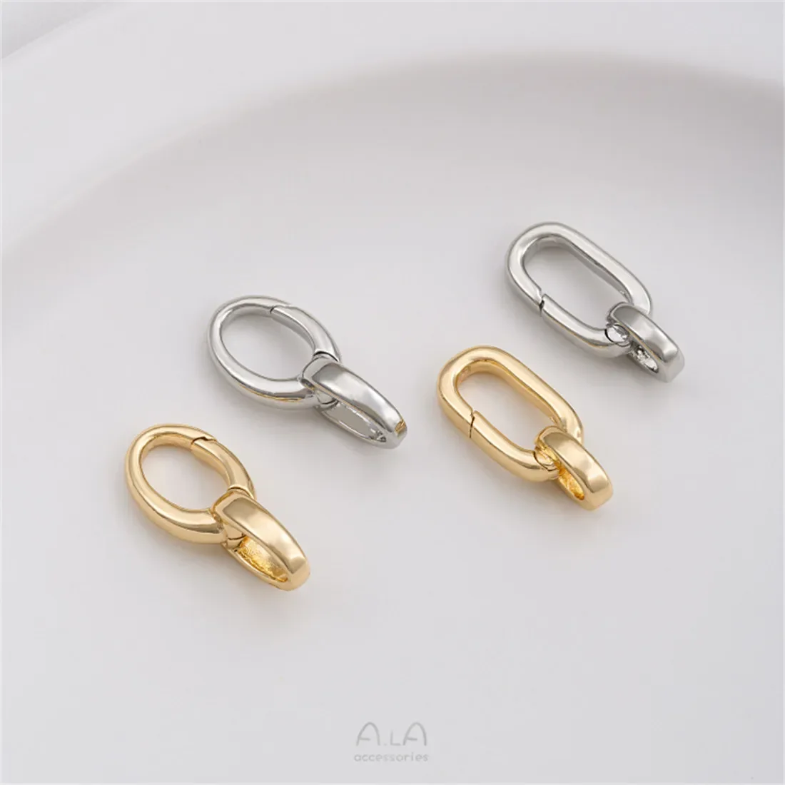 

14K Gold-Color Long O Chain Lobster Clasp Oval Figure 8 Spring Buckle DIY Chain Necklace Connection Closure Clasp B916