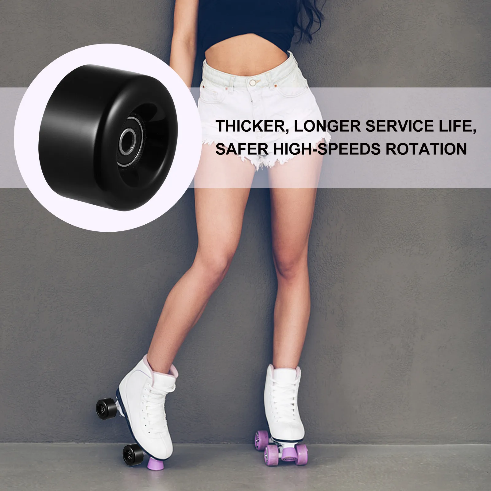 4Pcs Roller Skating Wheels PU Double Row Wear-Resistant Skates Accessories Bearing High Performance Replacement for Outdoor