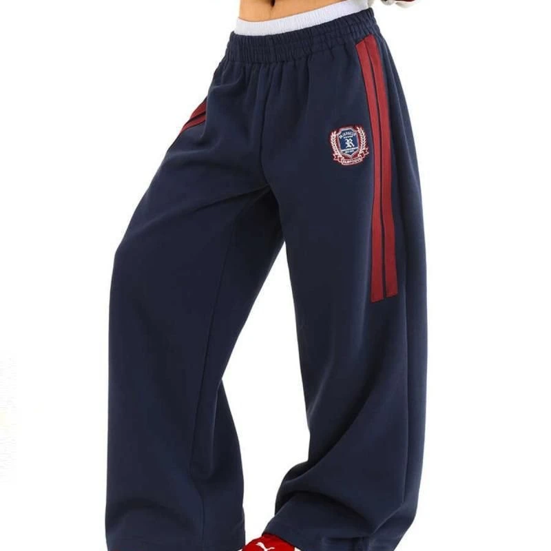 Navy Cotton Pants New Loose Casual Pants Men and Women Design Sense Double Waist Head Fake Two Pieces Fashion Sports Sweat Pants