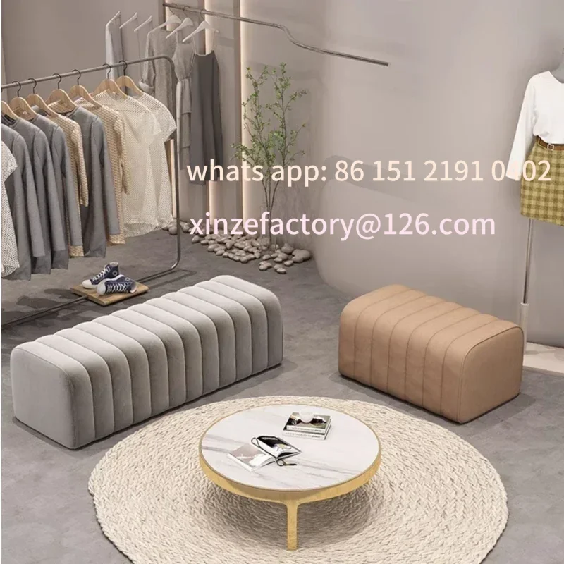 

Customizable Entrance Low Stool Hotel Rests Feet Chair Bedroom Velvet Bed End Soft Sofa