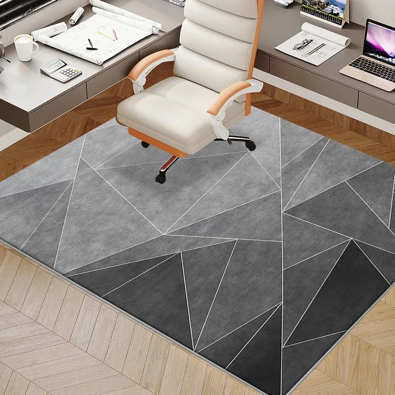 VIKAMA Grey Geometric Triangle Area Rug Modern Abstract Line Pattern Soft Non Slip Large Gaming Desk Living Room Floor Mat