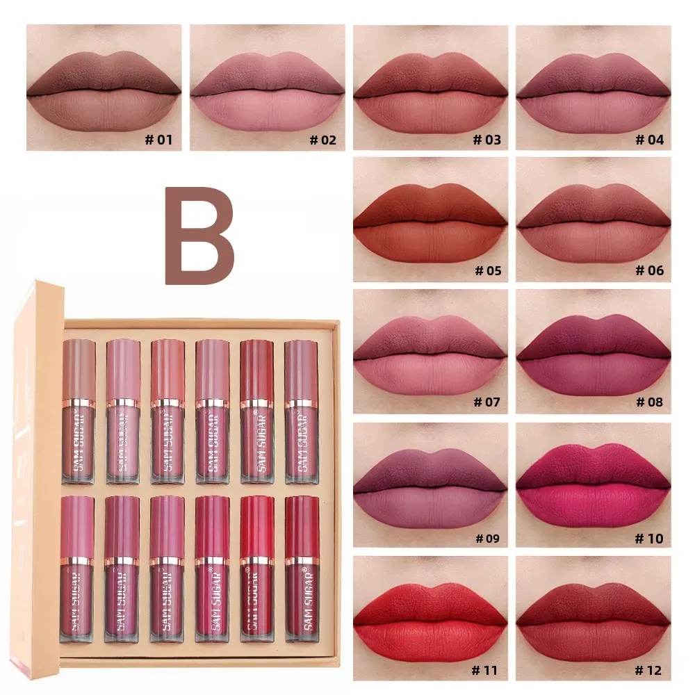 SAM SUGAR Hot Sexy Colors Lip Paint 8pcs Liquid Lipstick Set Matte Waterproof Long Lasting Plump Delicate Lip Gloss Kit