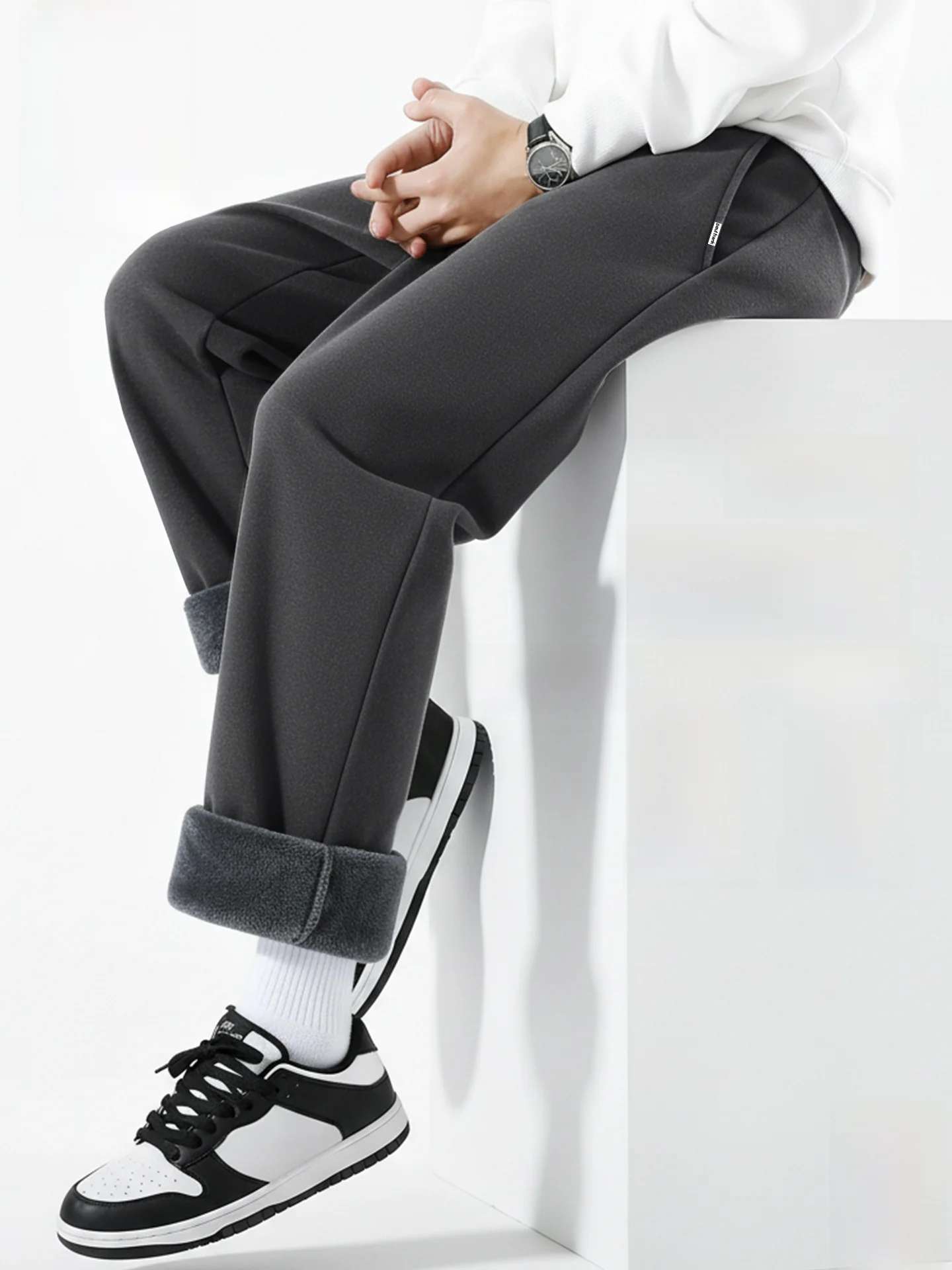 

Утепленные повседневные хлопковые брюки на флисовой подкладке, зимние свободные спортивные штаны прямого кроя для подростков и молодежи