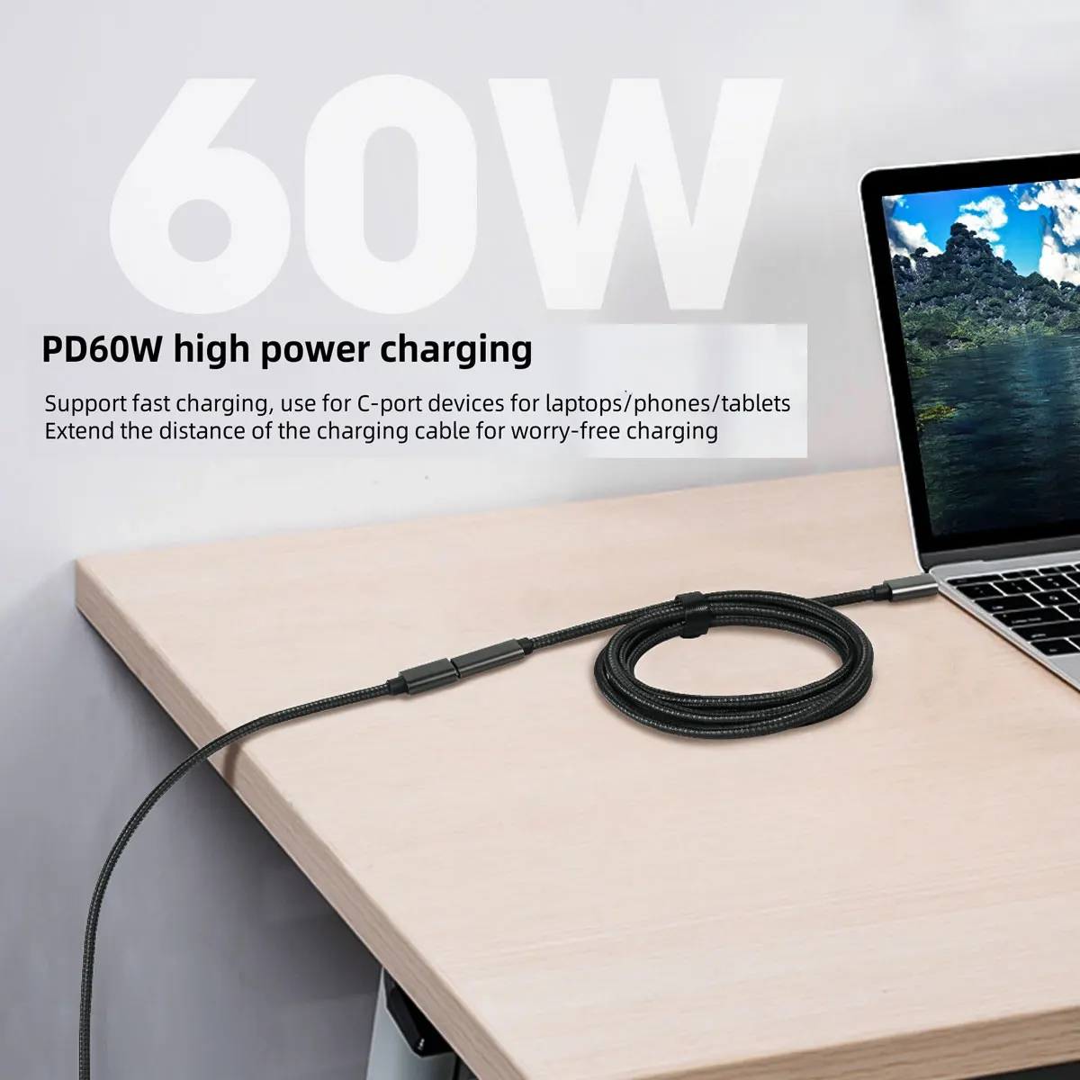 10Gbps USB C 3.2 Gen2 تمديد كابل نوع C إلى C PD 60 واط موسع الحبل كابل شحن سريع لماك بوك 4k 60 هرتز سلك بيانات الفيديو