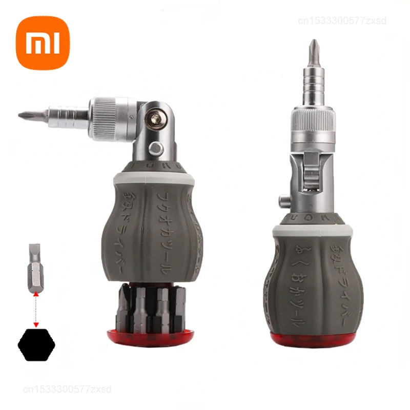 Xiaomi Multi-functional Ratchet Screwdriver 180-degree 8-in-1 Adjustable Angle Domestic Maintenance Ratchet Screwdriver Tools