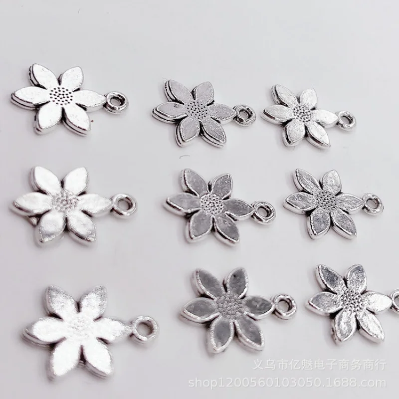 Factory Direct Sales 100Pieces DIY Ornament Zinc Sunflower Pendant Foreign Trade Hot Sale