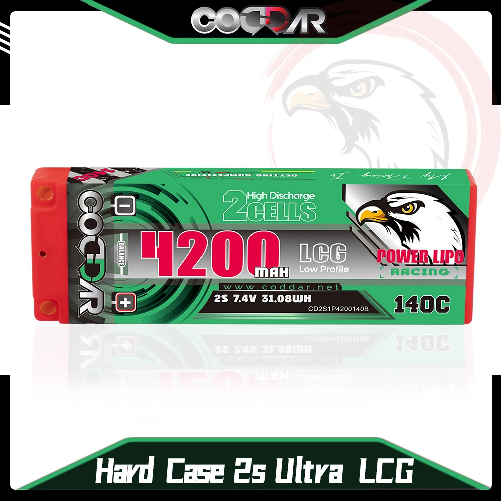 

CODDAR Жесткий чехол 2S1P 7,4 В 4200 мАч 140C для радиоуправляемого автомобиля Lipo Батарея для 1/10 RWD Drift Racing Car Литиевая батарея