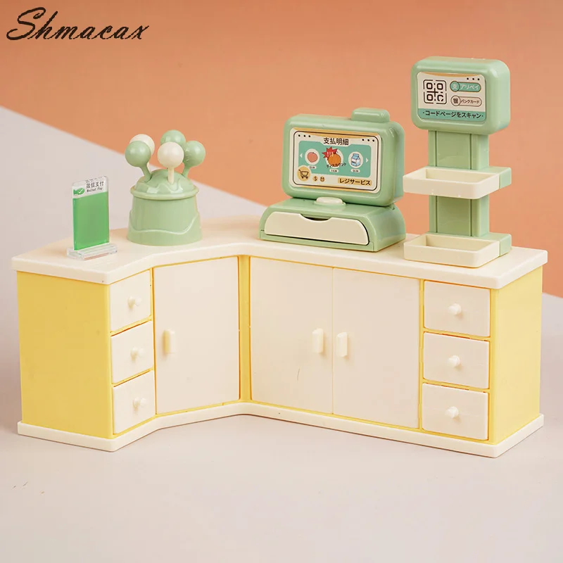 

1:12 Dollhouse Miniature Cashier Counter Storage Cabinet Model Supermarket Decor Toy Doll House Accessories