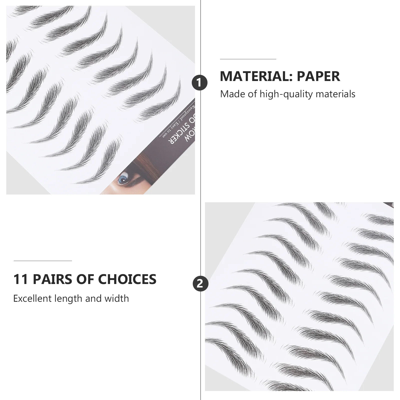 12 個防水眉毛ステッカー毛のような偽眉毛簡単に適用長期持続薄毛眉毛メイクアップツール人工