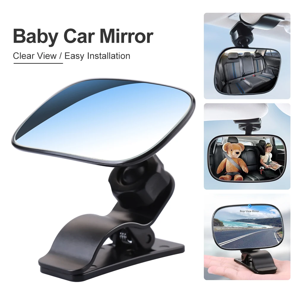 1PC Baby Car Mirror Safety Car Seat Mirror For Rear Facing Infant Clip-On 9D Convex Mirror Wide Clear View For Car Seat Stroller