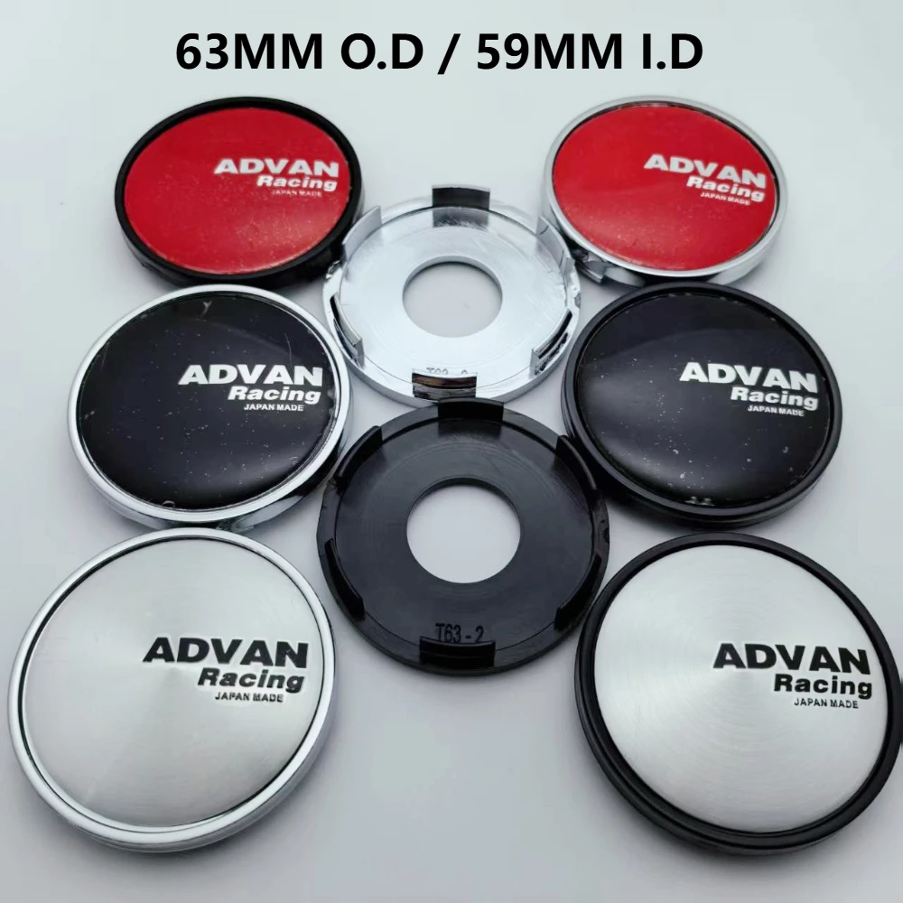 

4pcs 63MM (59MM I.D) Advan Racing Logo Emblem Car Wheel Center Caps for HRE Car Wheels Hub Rim Hubcaps Cover Replace Accessories