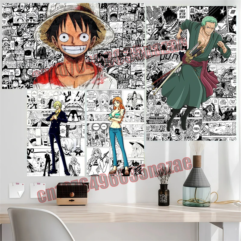 

Anime One Piece Luffy Zoro Ace Nami Robin Poster HD Canvas Painting Suitable for Home Cafe Bar Entrance Wall Art Deco Painting