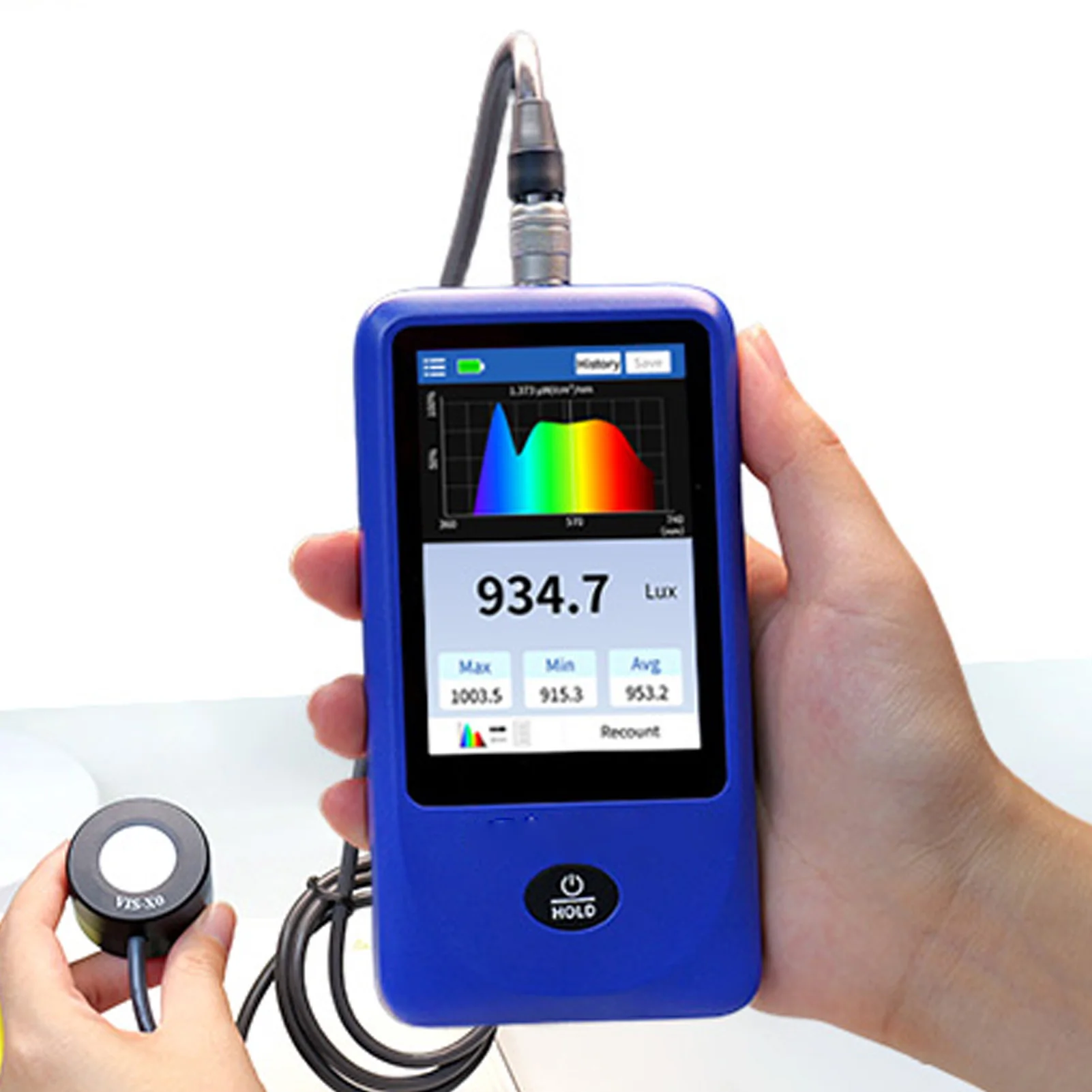 LS335 Spectrometer 1 Million Lux Range Measure Color Temperature Illuminance Rendering Index PPFD Light Handheld Spectrum Meter