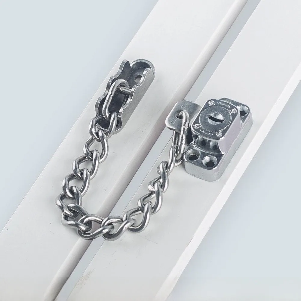Stainless Steel Chain Window Lock for Aluminum and PVC Frames Easy Install Home Security Device 18.5x4.9x2.3cm Silver