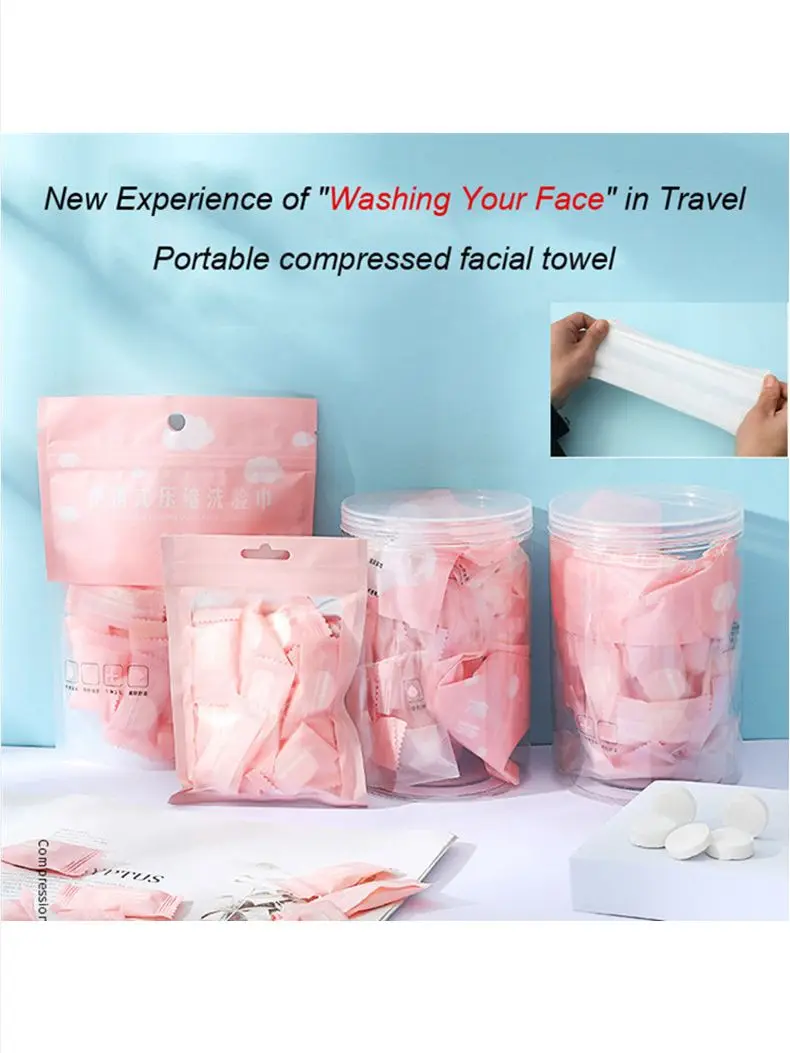 HOCompressed-Lingettes en papier non tissées portables pour voyage, serviettes en capsules de poulet, tablette magique de soins du visage, lingettes en papier pour gril