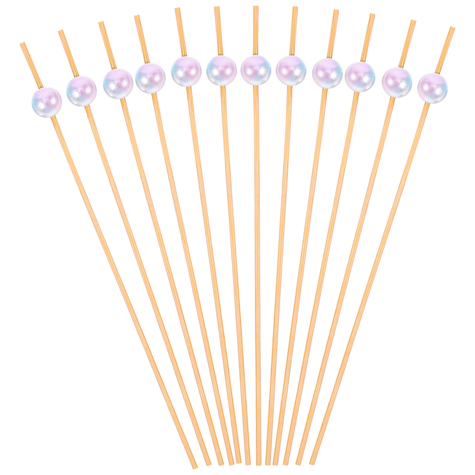 

12 Pcs Mermaid Color Pearl Picks Cocktail Toothpicks for Drinks Food Garnish Party Supplies Disposable Skewers Appetizers