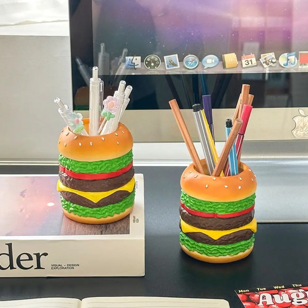 

Cute Hamburg Design Pen Holder Smooth Creative Makeup Brush Storage Bucket Multi-Purpose Funny Pencil Display Cup
