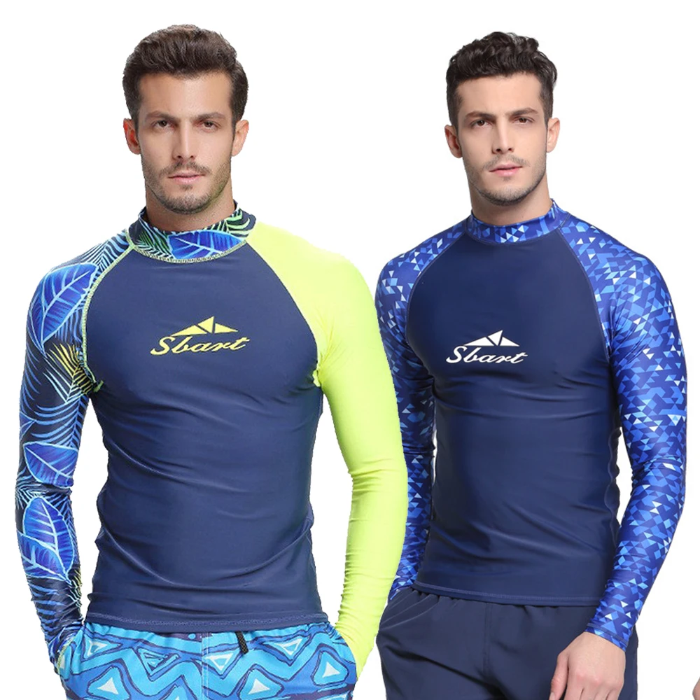 

Men Rash Guards Swimsuits Sun Protective Surfing Clothes Long Sleeve Tight Base Layer Wetsuit Diving Suit Snorkeling Quick Dry