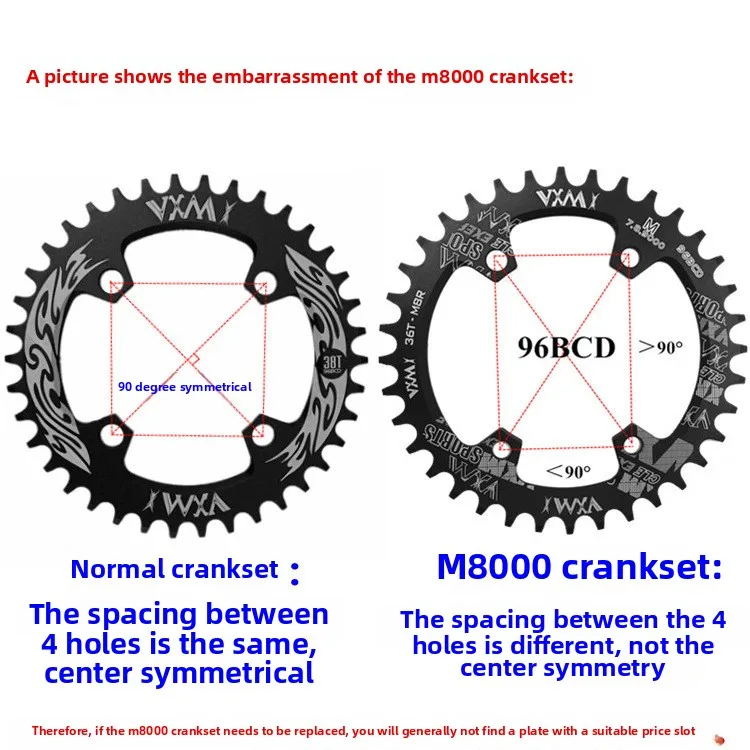 VXM Mountain bike 96BCD XT M7000 M9020 M9000 M8000 disc, positive and negative teeth single disc