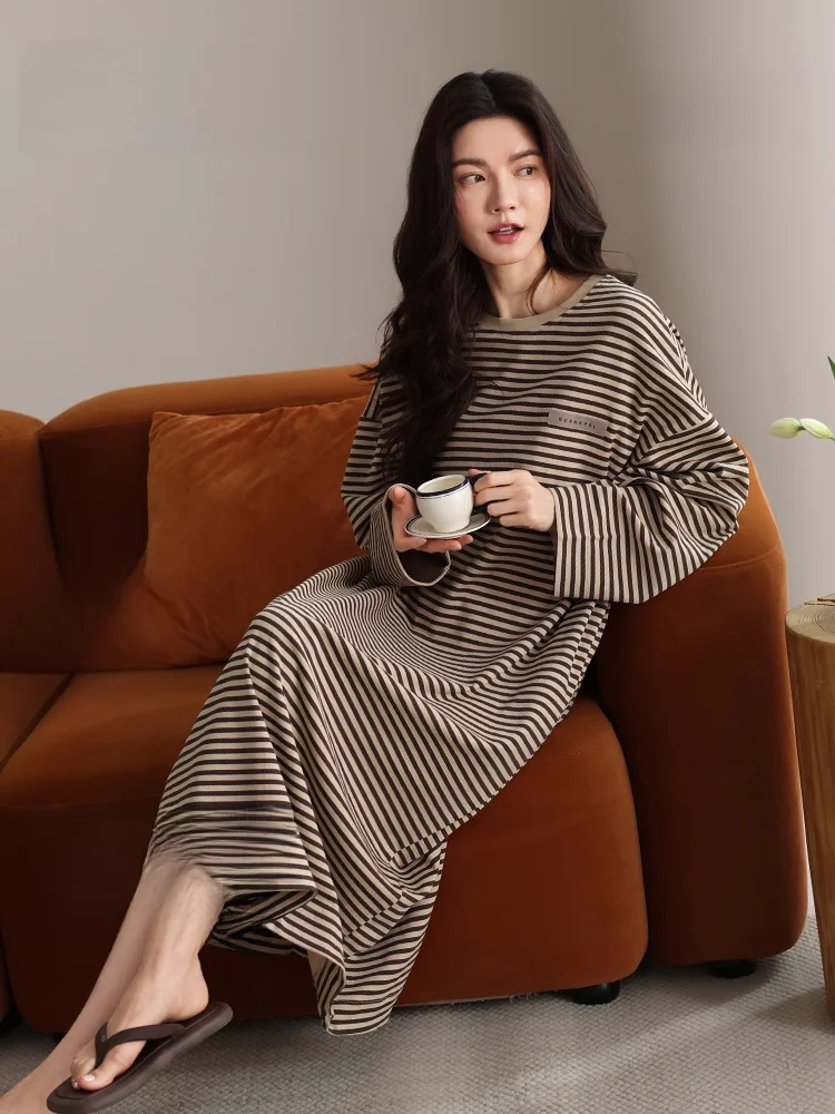 Casual Cotton Sleepwear Women's Spring Autumn Style Comfortable Home Clothes Long Sleeve round Neck Overhead Design Suitable ...