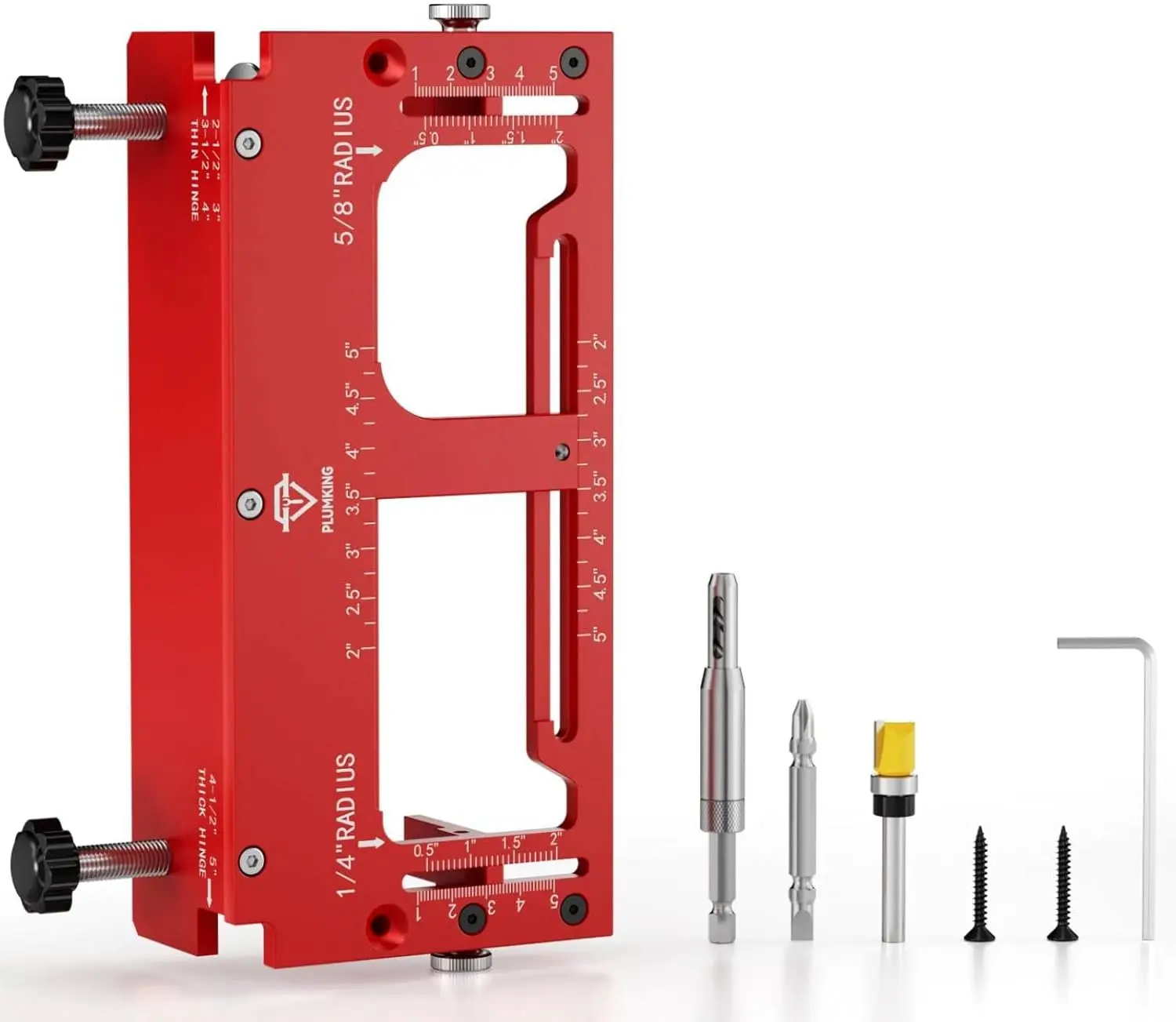 

Усовершенствованный регулируемый шаблон для фрезерования дверных петель, подходит для петель R-образной и квадратной формы от 1/4 до 5/8 дюймов и петель 2-5 дюймов, комплект шаблонов из алюминиевого сплава