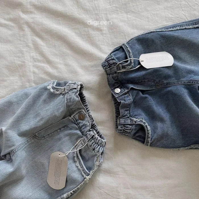 Jeans en denim pour bébés garçons et filles, pantalons sarouel polyvalents pour tout-petits, jeans à bord brut, vêtements décontractés pour enfants,