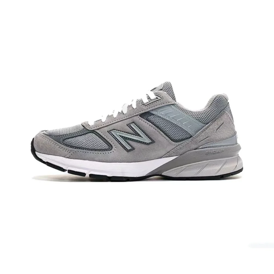 Original New Balance NB 990 V5 Classic Vintage Mesh Leather Casual Unisex Men and Women Running Shoes Grey Silver M990GL5