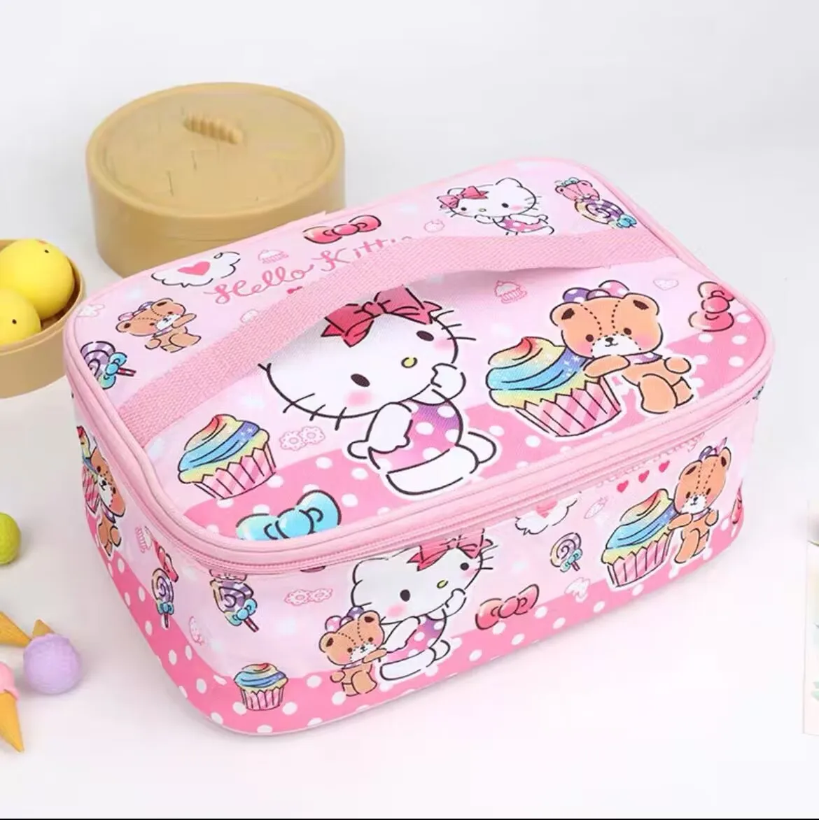

Sanrio милый мультфильм ланч-бокс сумка водонепроницаемая сумка бенто сумка офисный работник студент hello kitty портативная термосумка