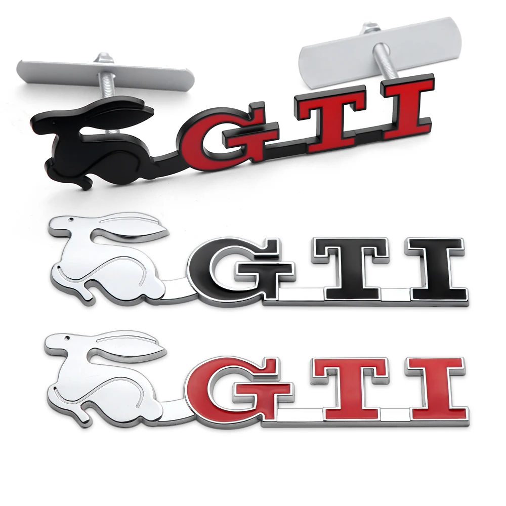 1Pc Car Metal Grill Badge GTI Logo Emblem Decals Sticker For VW Golf 2 3 4 8 7 MK2 MK3 MK4 MK5 MK6 MK7 Automobile Grill Sticker