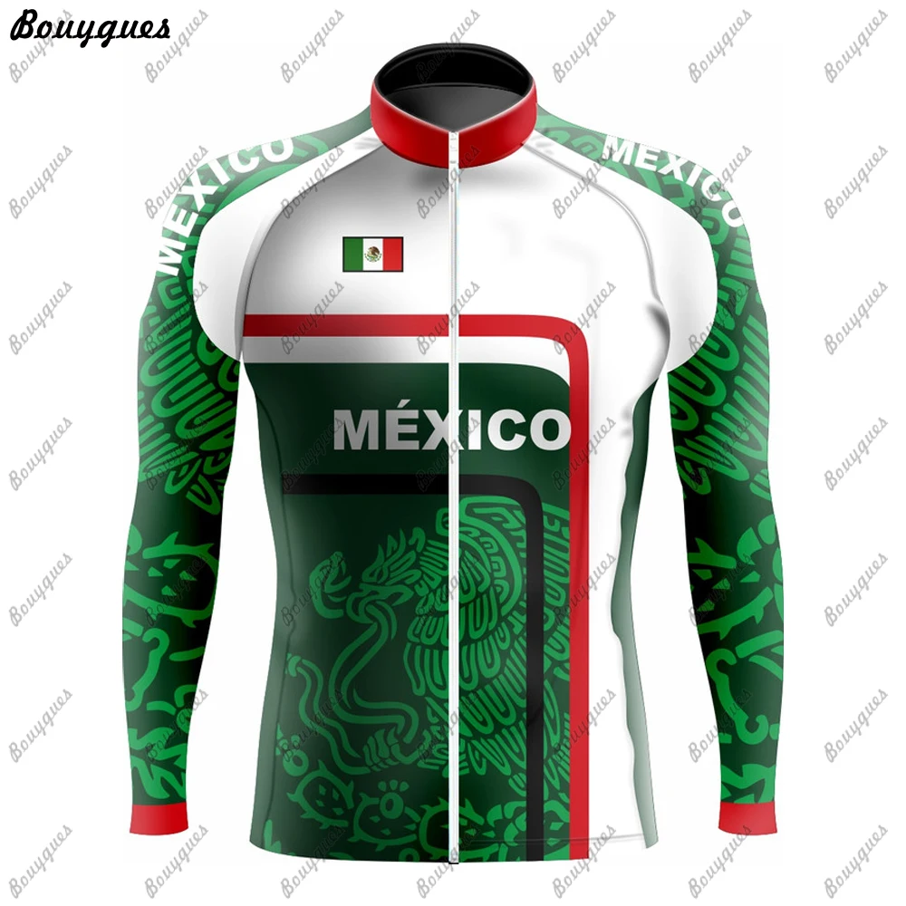 2022 Mexico Team Pro Cycling Jersey Set Long Sleeve Mountain Bike Cycling Clothing Breathable MTB Bicycle Clothes Wear for Mans