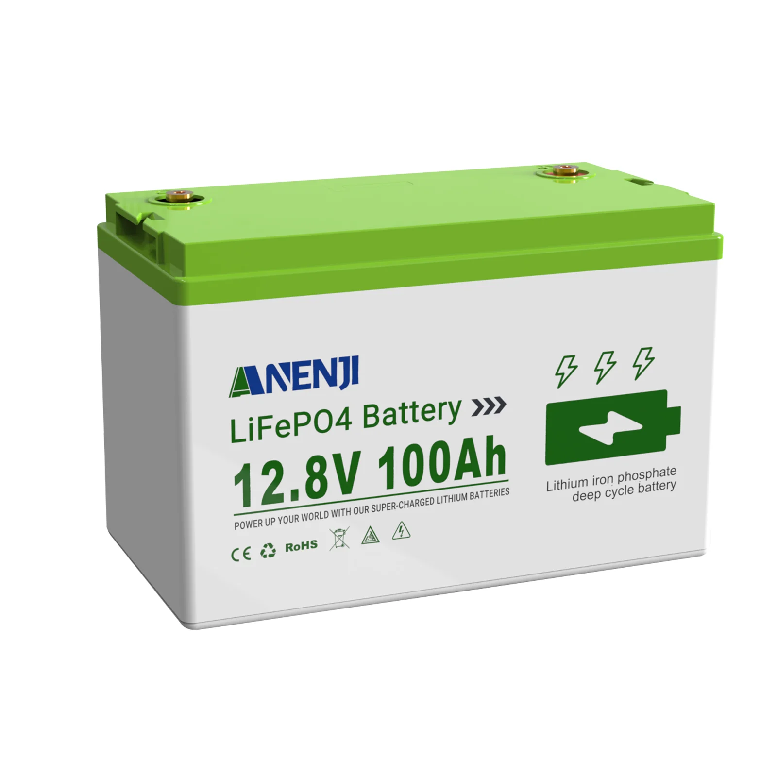ANENJI LiFePo4 Battery 12V 100AH 1.256KWH Grade A Cells Lithium Iron Phosphate Battery BMS 6000+ Cycle for Golf Cart for Home