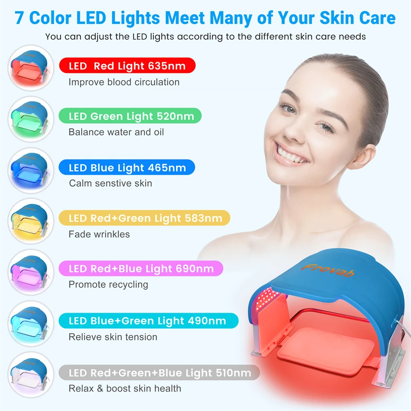 Full Face LED Face Light Mask for Skin Therapy 7 Color Silicone LED Mask for Anti Aging Fade Dark Spots Skin Rejuvenation Tool