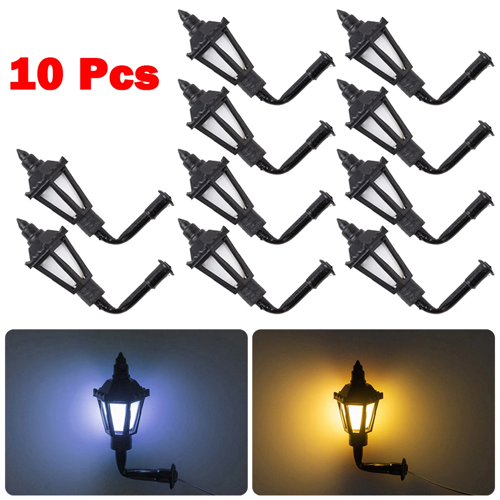 10pcs Outdoor Wall Lamps LED Street Lamps Houses Building Set Garden Home Decor Decoration Crafts Miniatures Complete Lamp