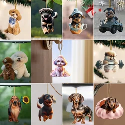 Cute Many Dog Hanging Ornament Backpack Keychain Charm Acrylic Puppy Car Rear View Mirror Pendant Decoration Festive Party Decor