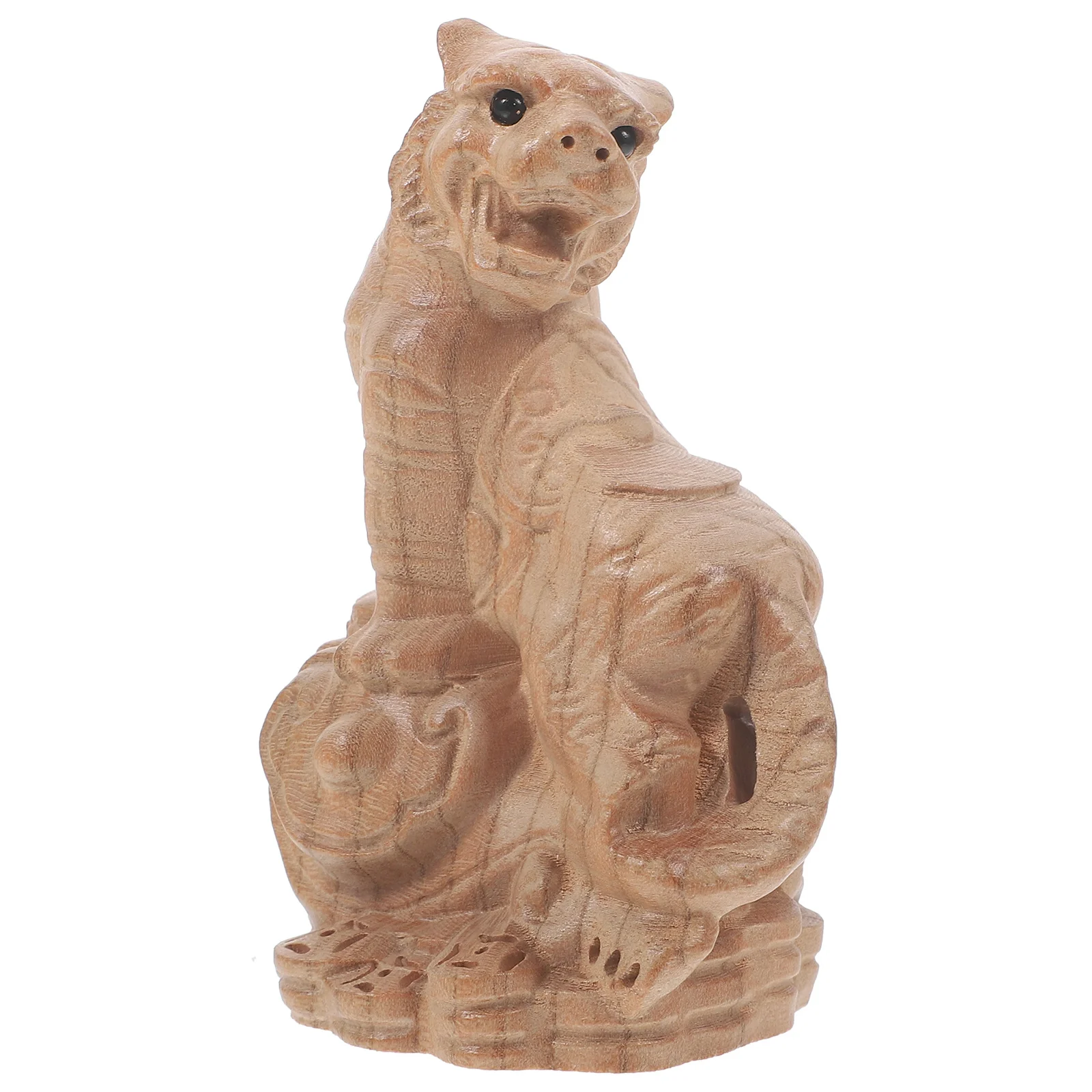 

Carved Wooden Tiger Figure Desktop Ornament for Home Office Garden Decoration Small Lightweight Symbolizing Wisdom Loyalty