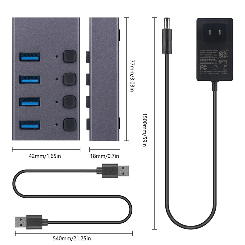 USB3.0 Splitter 4Port Charging Multi-Interface HUB With Switch Durable Easy Install Easy To Use