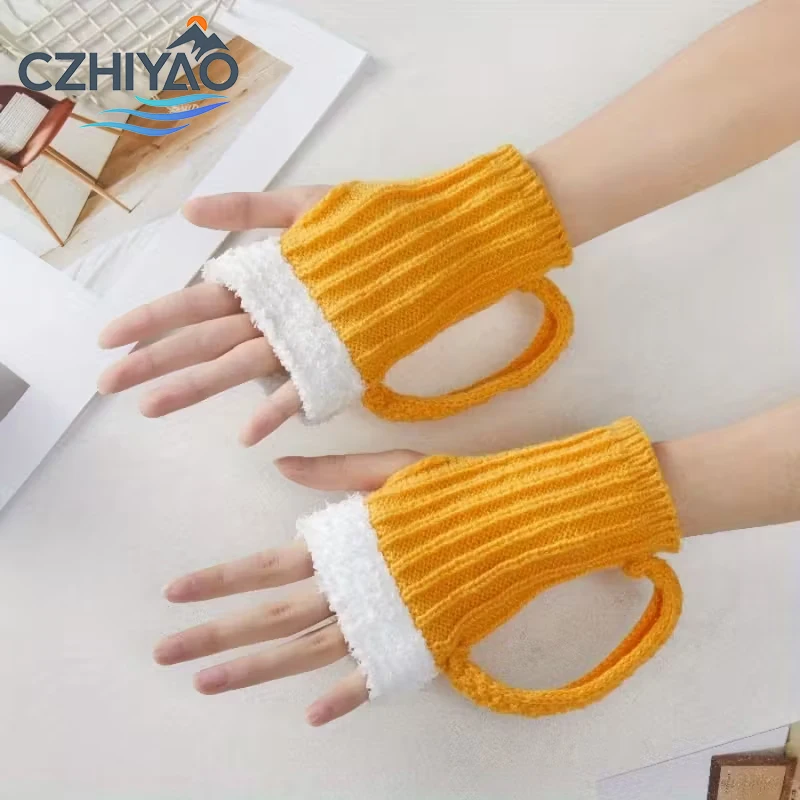 

CZHIYAO 3D Beer Mug Gloves-Warm Mittens with White Fur-Like Trim,Elastic Fit for Men Women,Perfect for Winter Outdoor Activities