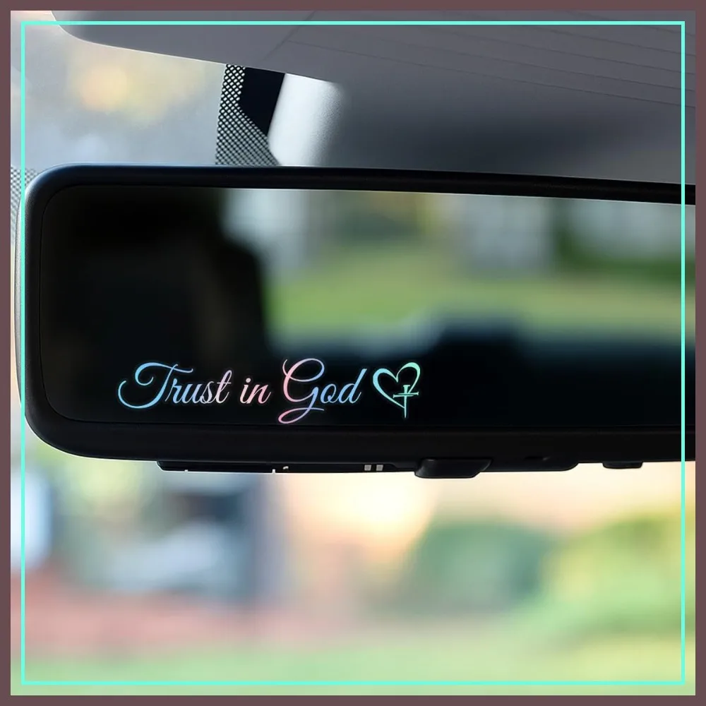 

Premium 5PCS Trust in God Christian Rearview Mirror Sticker, Jesus Vinyl Faith Decals for Car Windows, Trucks, Laptops – Durable Religious Gifts