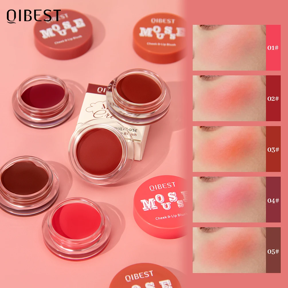 QIBEST 3-in-1 Multi-Use Makeup Blush Stick Waterproof Blush Lip & Face & Eyeshadow Natural Brightening Blush Balm Cosmetics